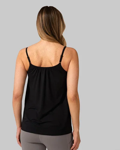 Miniatura 4 de 32 DEGREES Camiseta de tirantes para mujer, drapeada, con copa integrada