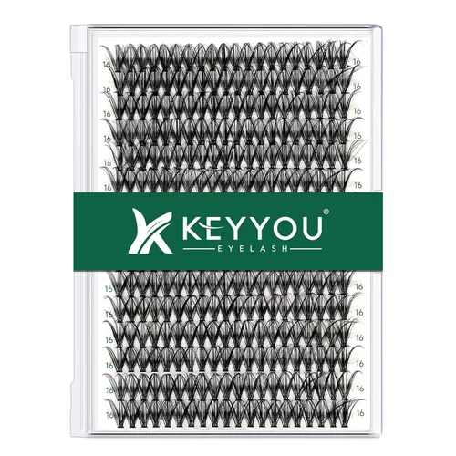 Miniatura 43 de Kit de extensión de pestañas DIY KEYYOU 300 piezas, kit de racimos de pestañas con removedor de pegamento y aplicador, fácil de usar