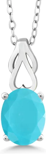 Miniatura 30 de Gem Stone King Collar de plata de ley 925 con piedra natal ovalada de 0.354 x 0.276 in Collar con colgante solitario para mujer Con cadena