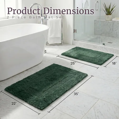 Miniatura 2 de Lavish Home Bathroom Rugs Set - 2-Piece Cotton Bathroom Mat Set, Machine Washable Standard & Large Bath Mats for Washroom, Kitchen, or Laundry Room
