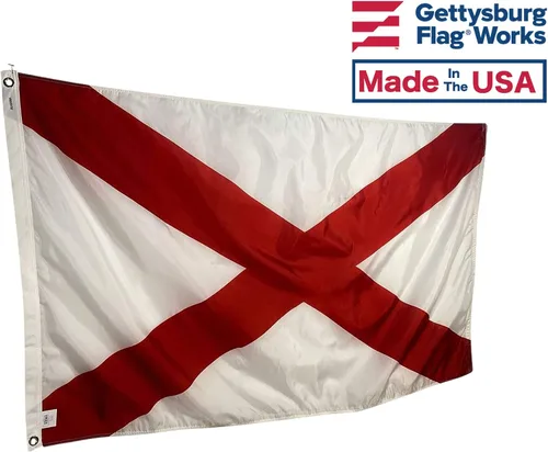 Miniatura 2 de Bandera del Estado de Alabama de 6 x 10 pies, nailon para todo tipo de clima y costuras reforzadas en el extremo de la mosca, fabricada en Estados