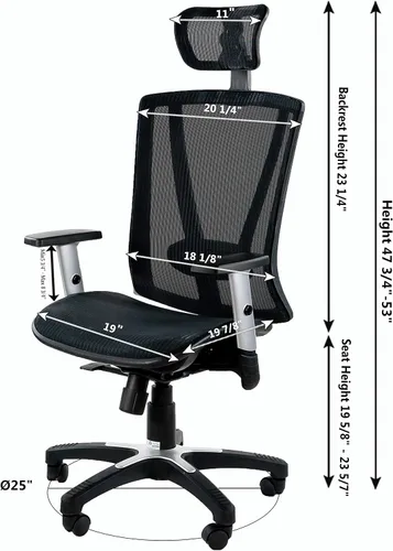 Miniatura 3 de Silla de oficina ergonómica ajustable color rojo de 53 pulgadas de alto, silla ergonómica de oficina en casa, silla ergonómica con reposacabezas