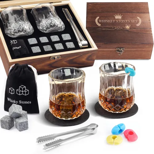 Regalos para el Día del Padre, Aniversario, Cumpleaños para Hombres, Papá, Esposo, Regalos Blanco Elefante para Adultos, Juego de 2 Vasos de Whisky