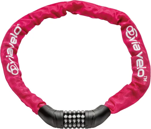 Miniatura 9 de Via Velo Candado de cadena para bicicleta, combinación reiniciable de 5 dígitos, cerradura antirrobo de bicicleta resistente, cerraduras
