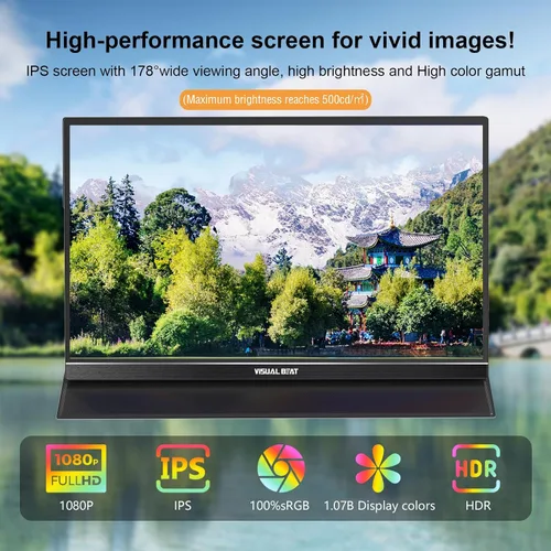 Miniatura 4 de Monitor portátil Pantalla táctil de 15.6 pulgadas 1080P USB-C HDMI Pantalla de computadora HDR IPS Pantalla de cuidado ocular 100% sRGB con cubierta
