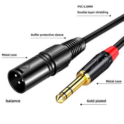 Miniatura 2 de Cable XLR a TRS de 1/4 de pulgada, cable de interconexión equilibrado de 19.68 pulgadas con conductores de cobre puro