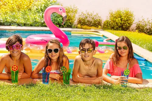 Miniatura 7 de GiftExpress Flotador inflable de flamenco de 48 pulgadas, juguetes de fiesta de natación, divertidos flotadores de playa, tumbona Lilo de verano