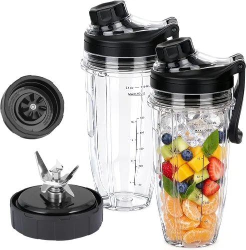 Miniatura 9 de Cuchilla de repuesto para licuadora y accesorios de vaso de 24 onzas con tapa, solo compatible con Nutri Ninja SS150, SS151, SS300, SS350, SS351