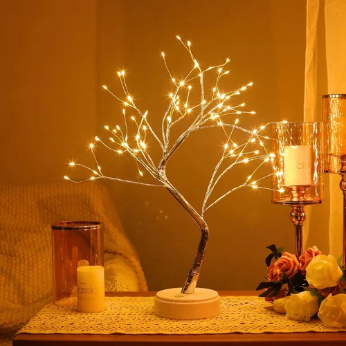 Miniatura 3 de Meonua Luces de árbol bonsái para decoración de Pascua, lámpara de árbol de luciérnaga de 20 pulgadas con 108 luces LED, alimentadas por