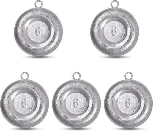 Miniatura 8 de Pesas de pesca de disco, pesos de hundimiento de monedas, pesos de pesca de agua salada, pesca de surf, aparejos de pesca de gato, 8 onzas, 6 onzas