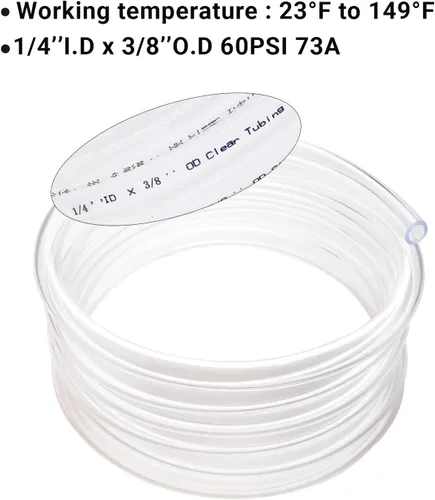 Miniatura 5 de Tubo de vinilo transparente de 1/4 pulgadas de diámetro interior x 3/8 pulgadas de diámetro exterior a 25 pies y 60 PSI, tubo de plástico ligero