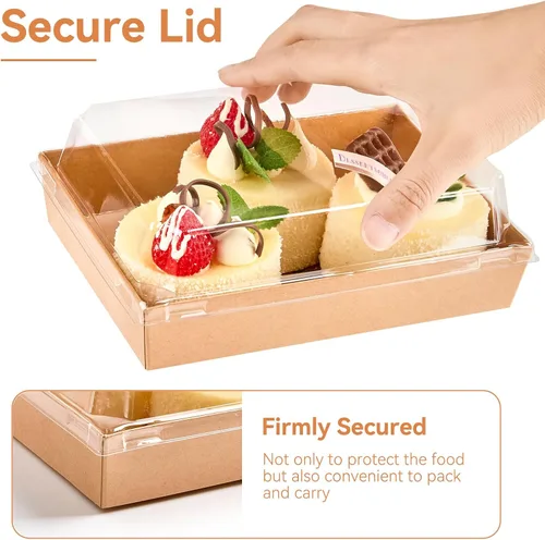 Miniatura 3 de Kucoele Cajas de charcutería grandes de 7 x 5 pulgadas con tapas transparentes, paquete de 50 cajas desechables de postre de panadería, recipientes