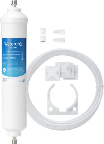 Waterdrop Filtro de agua en línea para refrigerador y máquina de hielo, sistema de filtración de agua potable de alta capacidad certificado NSF con