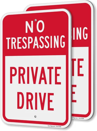 SmartSign Señal de unidad privada No Trespassing - Paquete de 2, 18 x 12 pulgadas, compuesto de aluminio de 0.079 pulgadas, agujeros preperforados,