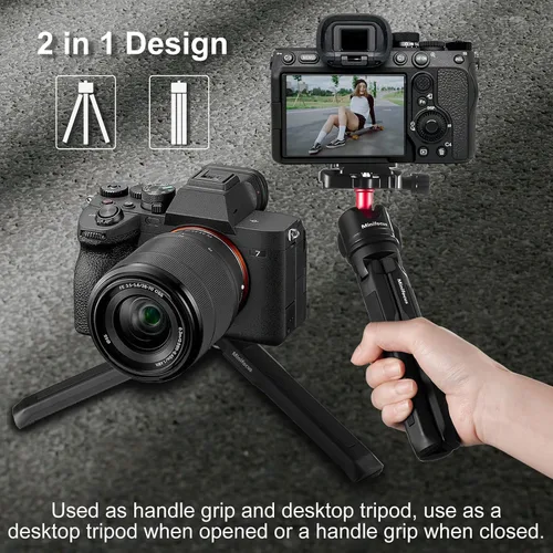 Miniatura 2 de MINIFOCUS Extensión de trípode de 2 secciones y trípode de cámara compacta