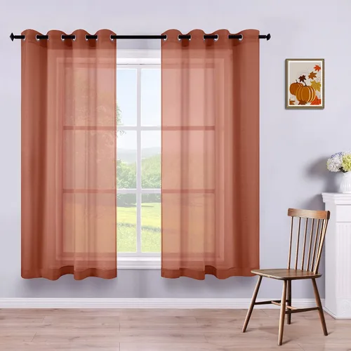 Miniatura 65 de KOUFALL Cortinas traslúcidas de 120 pulgadas de 2 paneles con ojales, juego extra largo de 10 pies de largo, cortinas altas para ventana grande, 52