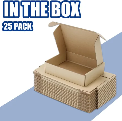Miniatura 8 de Paquete de 25 cajas de envío, 8 x 4 x 2 pulgadas, caja pequeña de cartón corrugado para envíos de negocios, regalos, decoraciones, papel kraft marrón