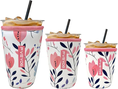 Miniatura 12 de Fundas de neopreno reutilizables aisladas para café helado, fundas para tazas de café helado, fundas para bebidas heladas y calientes