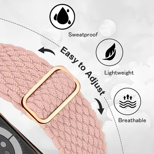 Miniatura 4 de Braided Solo Loop for Apple Watch Band 40mm 41mm 45mm 44mm iWatch Bands 38mm 42mm Men/Women,Stretchy Elastic Nylon Strap Wristband for Apple Watch