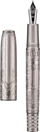 Miniatura 10 de Hongdian N7 - Pluma estilográfica de pistón de resina de conejo gris, pluma clásica de punta fina de iridio de hoja larga, bolígrafo de escritura