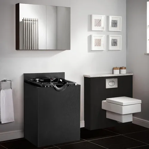 Miniatura 7 de BarberPub Moderna estación de fregadero de champú con cuenco para champú, equipo de belleza de salón de spa con madera de ingeniería, 22.8 pulgadas