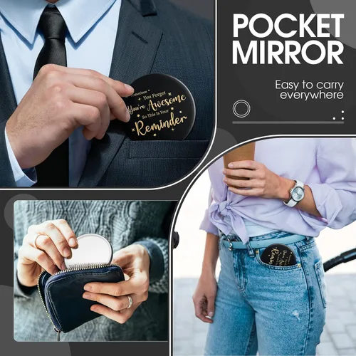 Miniatura 3 de Hoolerry 24 espejos compactos inspiradores a granel de 2.76 pulgadas, pequeños espejos de bolsillo de 2.76 pulgadas, regalos de agradecimiento