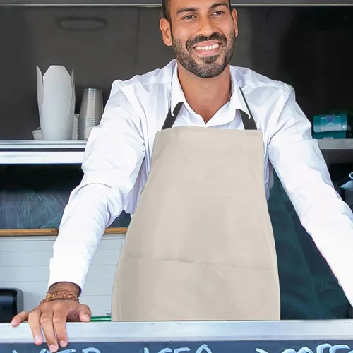 Miniatura 5 de Unomor Delantal de cocina para hombres y adultos, delantal de trabajo multiusos para interiores con bolsa resistente al aceite, color sólido