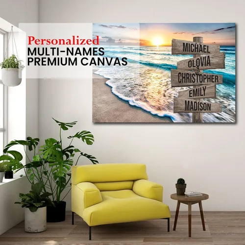 Miniatura 4 de My Soul & Spirit - Lienzo personalizado con varios nombres y colores de atardecer en el océano, lienzo personalizado Crossroads para pared a