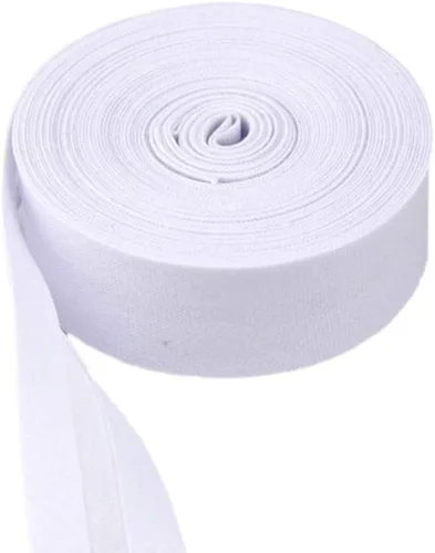 Cinta de algodón Bias bindnig, tamaño: 0.984 in, ancho: 1 ", 1.0 in, 30 yardas de varios colores, accesorios de ropa de bricolaje al por mayor Blanco