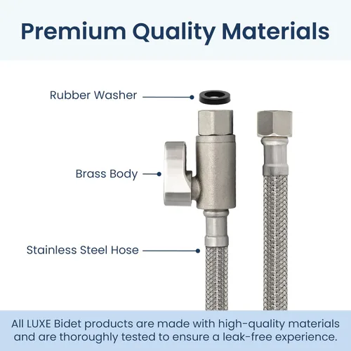 Miniatura 6 de LUXE Bidet 3/8” x 3/8” x 15” Manguera de agua fría para bidé con válvula de cierre integrada, solo compatible con accesorios de bidé de la serie NEO