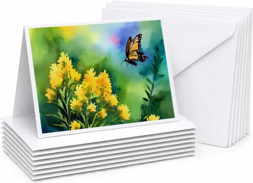 Miniatura 72 de Caroline's Treasures DAC1709GCA7P - Tarjetas de felicitación y sobres de arándanos de Texas en acuarela, paquete de 8 tarjetas en blanco con sobres