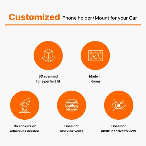Miniatura 4 de FICS Soporte de teléfono de coche para Hyundai KONA 2021, 2022, 2023 – Montaje personalizado para integración de pantalla sin costuras, accesorios