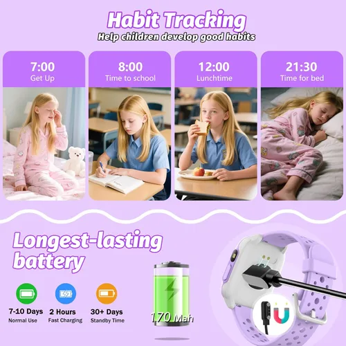 Miniatura 7 de Reloj para Niños con 140 Modos Deportivos, Rastreador de Fitness para Niños de 1.5", Reloj Inteligente para Niñas, No Requiere APPTeléfono, Monitor