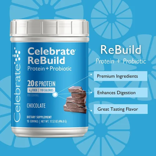 Miniatura 2 de Celebrate Vitamins Rebuild Proteína en polvo con probióticos y prebióticos, 0.71 onzas de proteína aislada de suero de leche, alta fibra