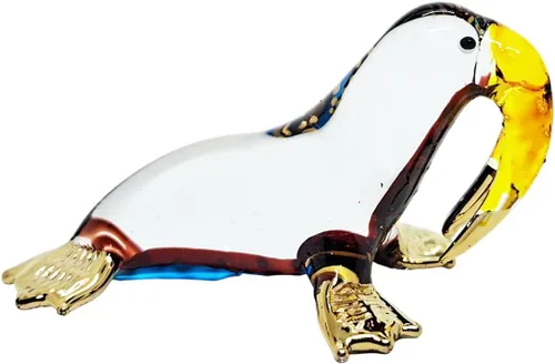 Miniatura 8 de Minúscula cabeza de elevación de 2 pulgadas, color marrón, azul, dorado, sello de morsa, león marino, animal de vidrio soplado a mano, lindo