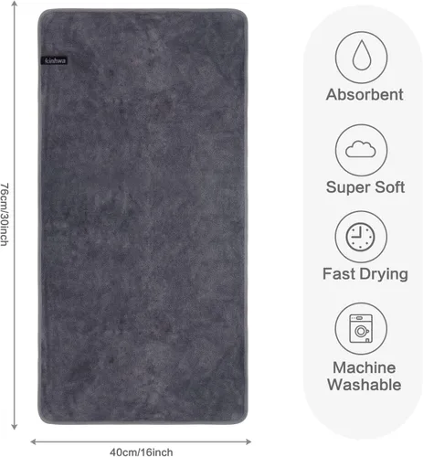 Miniatura 2 de KinHwa Toallas de mano de microfibra para baño, toallas faciales suaves y absorbentes, para baño, spa, gimnasio, 16 x 30 pulgadas, paquete de 2 Gris