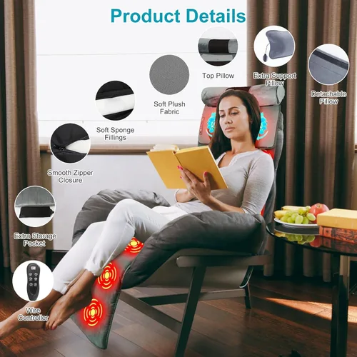 Miniatura 5 de TeqHome Tapete de Masaje de Cuerpo Completo con Calor y Almohada de Masaje Shiatsu Movible para Cuello y Espalda, Almohadilla de Masaje con Almohada