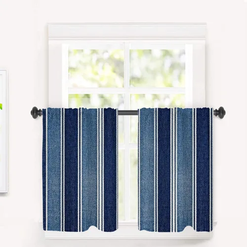 Miniatura 122 de Cortinas opacas de poliéster multicapa para cafetería, con diseño de diamantes, 2 unidades, 26 x 24 pulgadas