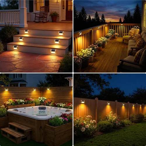 Miniatura 2 de JSOT - Luces solares de exteriores para terraza, impermeable, funciona con energía solar, luz led inalámbrica para pasarela, patio, escaleras