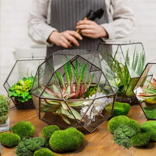 Miniatura 5 de Chuangdi 80 unidades de piedras artificiales de musgo de varios tamaños, decorativas de imitación verdes, bolas de musgo verde, decoración