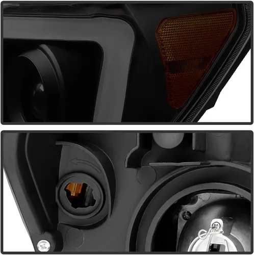 Miniatura 5 de ACANII - Faros delanteros para Toyota Tundra 2007-2013 con tubo LED ahumado negro estilo de mejora, juego de faros delanteros izquierdo y derecho