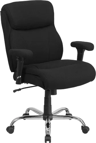Miniatura 4 de Flash Furniture HERCULES Series Big & Tall - Silla de oficina ergonómica de tela negra de 400 libras con costuras de línea y brazos ajustables