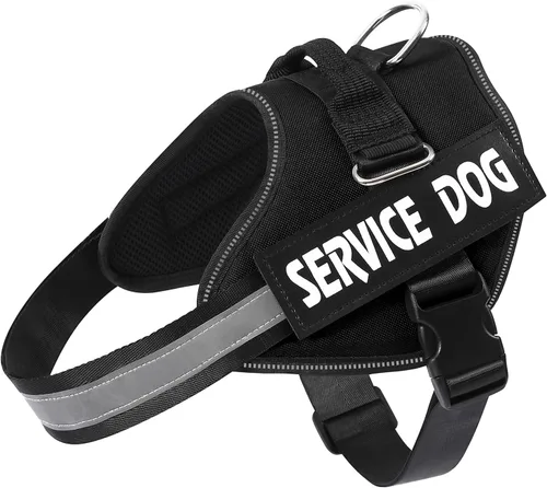 Miniatura 12 de MUMUPET - Arnés para perro de servicio con seguridad reflectante 3M, fácil de ajustar y diseño sin tirones - Mango de nailon transpirable para Rosa