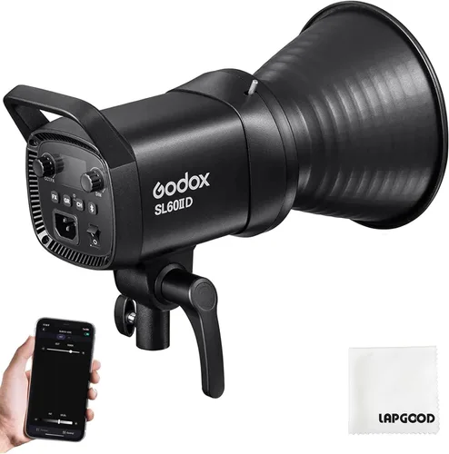 Godox SL60IID SL60W Actualización de 70 W LED de luz de video, 18600Lux@1M 5600K COB LED luz continua, aplicación Bluetooth y control remoto