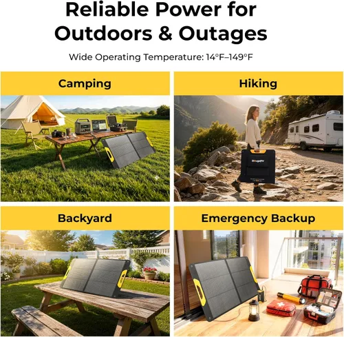 Miniatura 8 de BougeRV Panel solar portátil de 100 W, cargador solar de fibra de vidrio, hasta un 25% de eficiencia de conversión, panel solar plegable tipo N