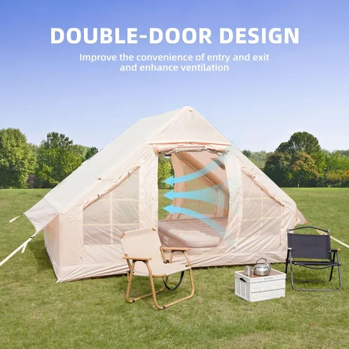 Miniatura 4 de Tienda de campaña inflable con toldo, tienda de campaña para 4 a 6 personas, 4 estaciones, instalación rápida de 5 minutos, impermeable, resistente