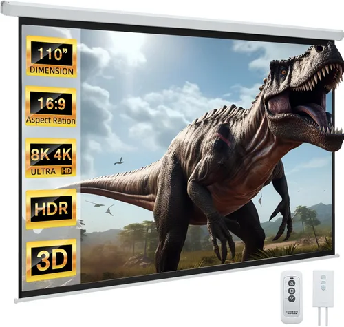 Miniatura 11 de YODOLLA Pantalla de Proyector Motorizada de 72", 16:9, 4K HD Desplegable Retráctil, Pantallas de Proyección Eléctricas Automáticas de Pared y Techo