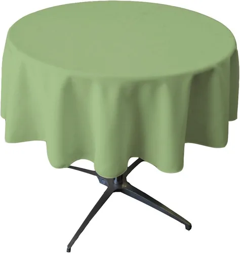 Miniatura 123 de LA Linen - Mantel redondo lavable de popelina de poliéster, resistente a manchas y arrugas, 51", mantel de tela para comedor, cocina, fiesta, Negro