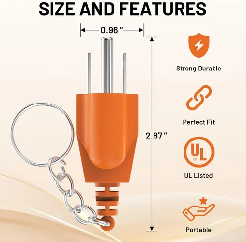 Miniatura 6 de Enchufe de conexión a tierra para generador con llavero – Adaptador portátil de unión a tierra neutra (NEMA 5-15P a 5-15R/TT-30R) para generadores