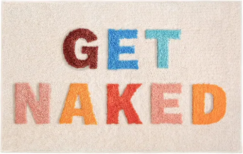 Get Naked - Alfombra de baño rosa para decoración de baño, divertida alfombra de baño de microfibra gruesa antideslizante, lavable a máquina, 31 x